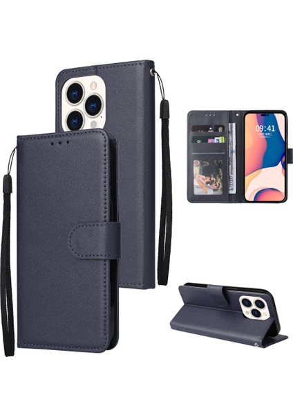 iPhone 15 Manyetik Kapatma Flip Pu Deri Telefon Stand Cüzdan Cep Telefon Kılıfı (Yurt Dışından)