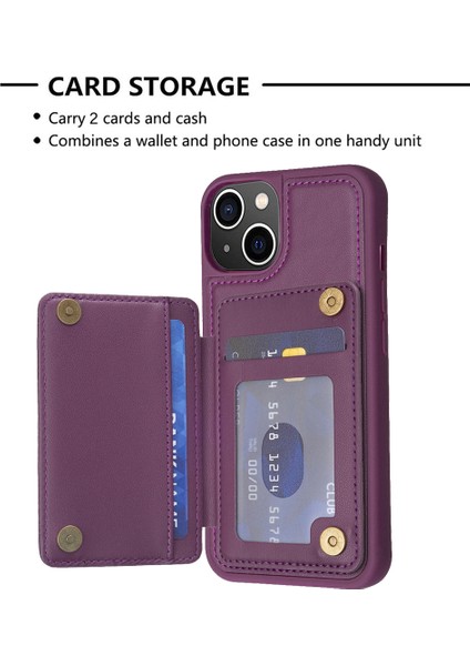 iPhone 15 Kart Tutucu Kickstand Pu Deri Kaplı Tpu Sonbahar Geçirmez Telefon Kasası Telefon Kılıfı (Yurt Dışından) modelleri