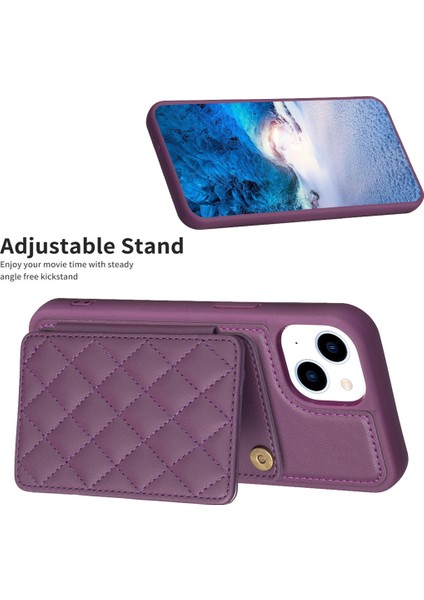 iPhone 15 Kart Tutucu Kickstand Pu Deri Kaplı Tpu Sonbahar Geçirmez Telefon Kasası Telefon Kılıfı (Yurt Dışından) indirimleri