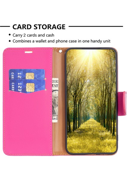 Xstep Case iPhone 15 Pro Cüzdan Pu Deri Cep Telefonu Litchi Doku Telefonu Flip Stant Çantası Kayış Telefon Kılıfı (Yurt Dışından)