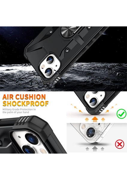iPhone 15 Tpu+ Pc Koruyucu Yüzük Tutucu Kickstand Sırt Örtüsü Telefon Kılıfı (Yurt Dışından)