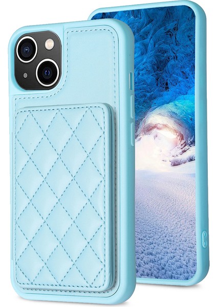 iPhone 15 Plus Kart Tutucu Kickstand Şok Emme Pu Deri Kaplı Tpu Telefon Kasası Telefon Kılıfı (Yurt Dışından)