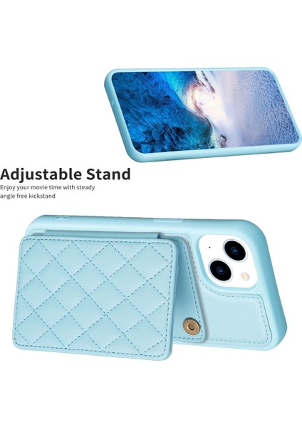 iPhone 15 Plus Kart Tutucu Kickstand Şok Emme Pu Deri Kaplı Tpu Telefon Kasası Telefon Kılıfı (Yurt Dışından)