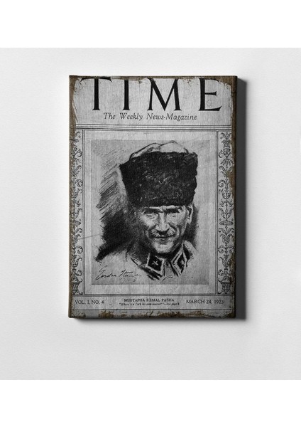 Gift Atatürk Time Dergisi Kapağı Kanvas Tablo (50 x 70 Cm.)