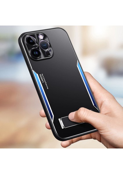 Tpu+Alüminyum Alaşım iPhone 14 Pro Drop Anti Drop Kickstand Back Cover Telefon Kılıfı (Yurt Dışından)