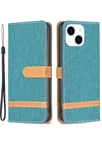 iPhone 15 Kot Pu Derikleme Pu Deri + Tpu Cüzdan Stand Anti Çizelge Telefon Kılıfı (Yurt Dışından)