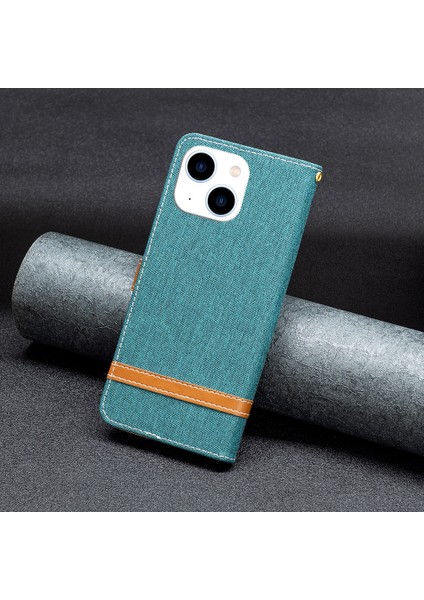 iPhone 15 Kot Pu Derikleme Pu Deri + Tpu Cüzdan Stand Anti Çizelge Telefon Kılıfı (Yurt Dışından)