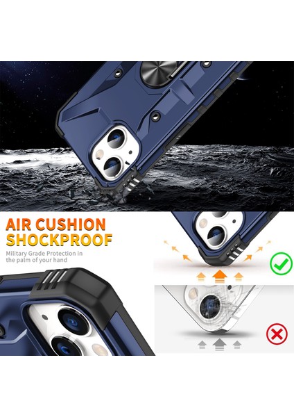 iPhone 15 Tpu+ Pc Koruyucu Yüzük Tutucu Kickstand Sırt Örtüsü Telefon Kılıfı (Yurt Dışından)
