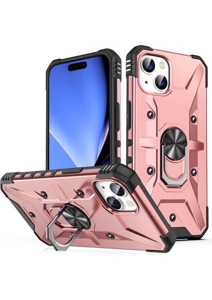 iPhone 15 Tpu+ Pc Koruyucu Yüzük Tutucu Kickstand Sırt Örtüsü Telefon Kılıfı (Yurt Dışından)