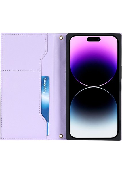 Apple Phone 14 Pro Max Için Baskılı Rhombus Dokusu Pu Deri Fermuar Cep Telefon Cüzdan Stand Tam Koruma Flip Uzun Kayışla Telefon Kılıfı (Yurt Dışından) modelleri