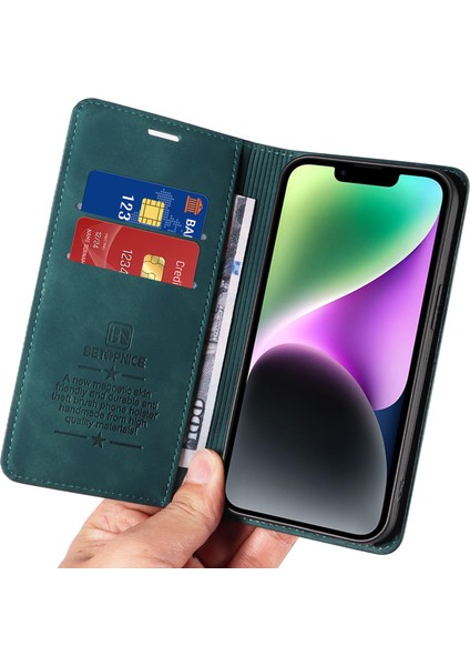 iPhone 15 Plus Pu Deri Flip Kapak, Rfıd Engelleme Standı Cüzdan Telefon Kılıfı (Yurt Dışından)