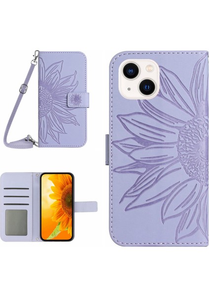 iPhone 15 Plus Deri Askılı Cüzdan Standı Telefon Kılıfı (Yurt Dışından)