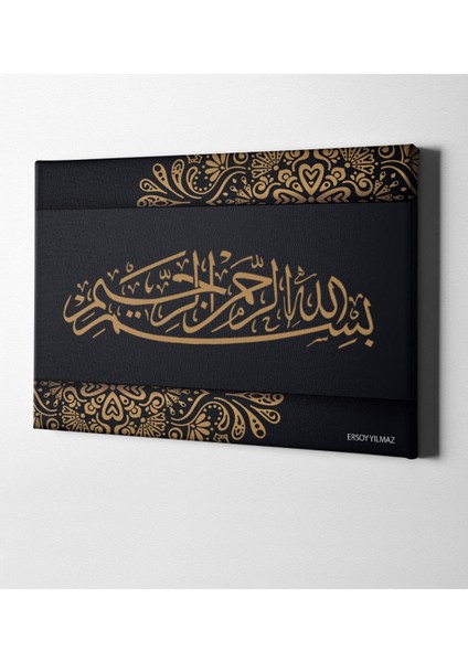 Kişiye Özel Kaligrafi Besmele Yazılı Kanvas Tablo (50 x 70 Cm.) 7 fiyatları