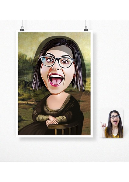 Kişiye Özel Mona Lisa Karikatür Poster (50 x 70 Cm.)
