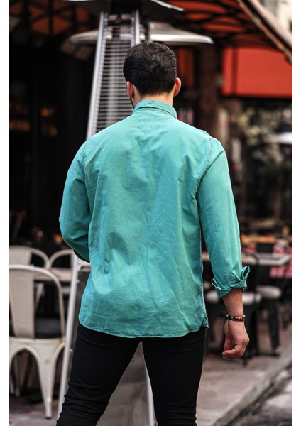 Flam Keten Tek Cepli Gömlek - Petrol fırsatları