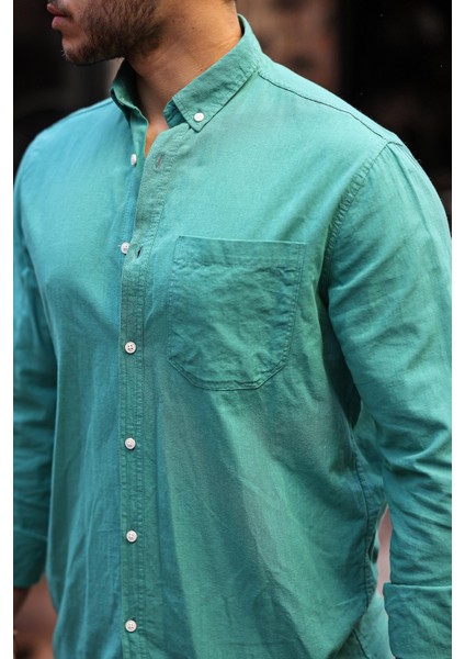 Flam Keten Tek Cepli Gömlek - Petrol indirimleri