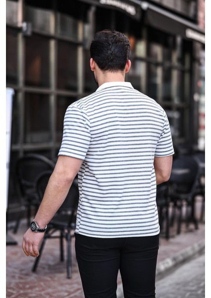 Polo V Yaka Örme Tişört - Gri fırsatları