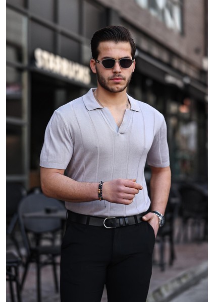 Viskon V Yaka Rahat Triko - Gri