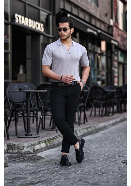 Viskon V Yaka Rahat Triko - Gri fiyatları