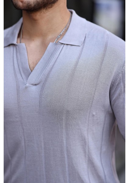 Viskon V Yaka Rahat Triko - Gri fırsatları