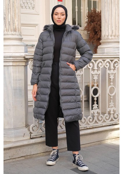 Dolumlu Şişme Mont Gri HM2294