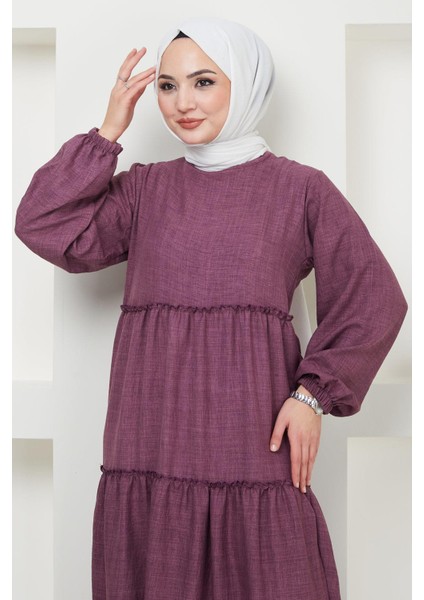 Kat Kat Büzgülü Elbise Mürdüm HM2369