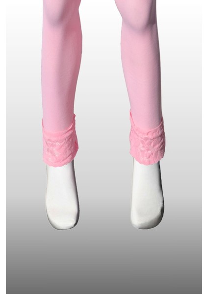 Kız Çocuk Bileği Dantelli Mevsimlik Pembe Tayt modelleri
