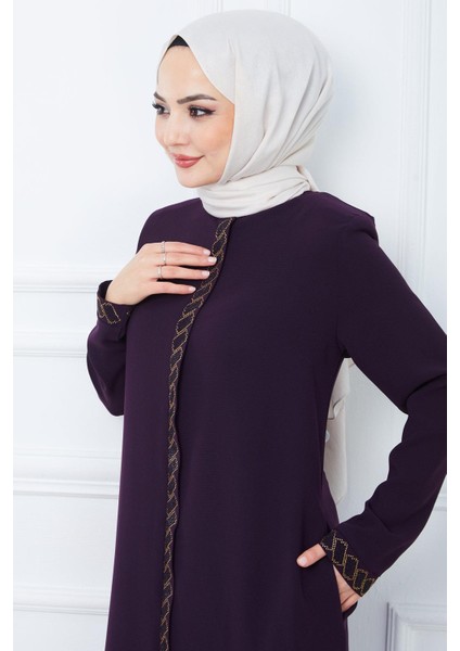 Gizem Taşlı Ferace Mürdüm HM2358
