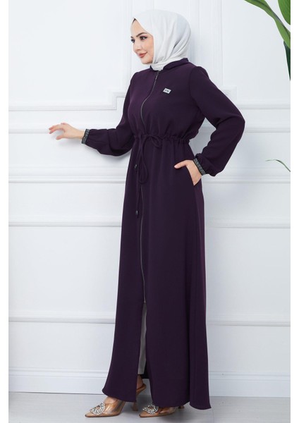 File Kapşonlu Bağlamalı Ferace Mürdüm HM2360 modelleri