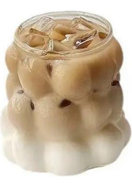 Yeni Stil Borosilikat Kulpsuz Üzüm Şekilli Cam Bardak,Latte,Meşrubat, Bubble 300 Ml Bardak 3 Adet-2431