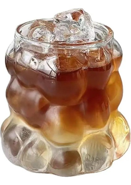 Yeni Stil Borosilikat Kulpsuz Üzüm Şekilli Cam Bardak,Latte,Meşrubat, Bubble 300 Ml Bardak 3 Adet-2431
