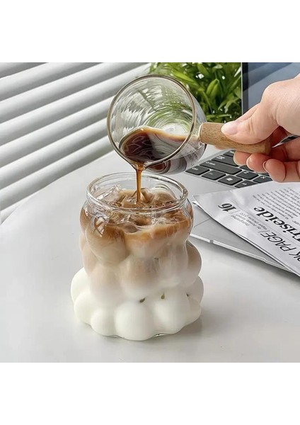 Yeni Stil Borosilikat Kulpsuz Üzüm Şekilli Cam Bardak,Latte,Meşrubat, Bubble 300 Ml Bardak 3 Adet-2431