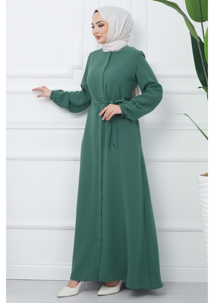 Gizli Patlı Kuşaklı Ferace Yeşil HM2361 modelleri