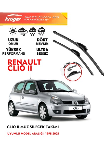 Renault Clio 2 1998 - 2005 Muz Silecek Seti