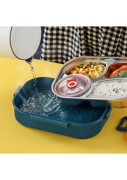 304 Yalıtımlı 4 Izgara Bento Kutusu Dahili Masa Kutusu (Yurt Dışından)