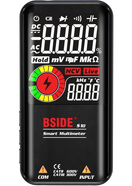BSIDE S10 3.5 LCD Renkli Ekranlı Dijital Siyah Multimetre