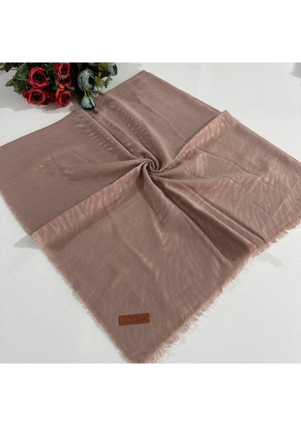 Jakarlı Pamuk Zebra Desen Eşarp Toz Pembe JP4113