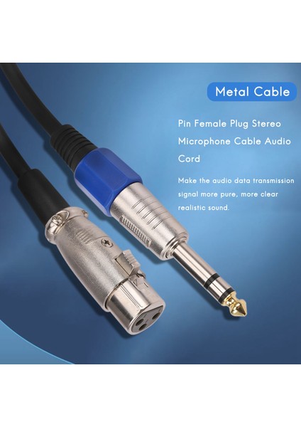 6.35MM 1/4 Inç Trs - Xlr Erkek - Dişi Kablo 3 Pin Dişi Fiş Stereo Mikrofon Kablosu Ses Kablosu (6ft) (Yurt Dışından)