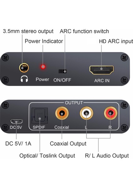 HDMI Uyumlu Arc Ses Çıkarıcı Dac Arc L/r Koaksiyel Spdıf Jak Çıkarıcı Kulaklık Tv Için Dönüş Kanalı Dönüştürücü (Yurt Dışından) fiyatları
