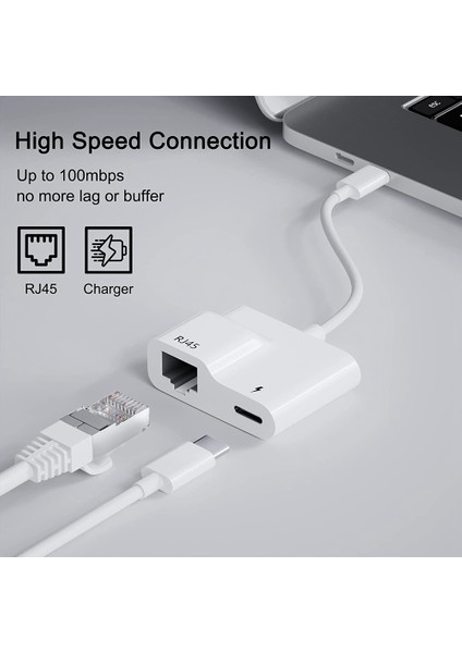 USB C - Ethernet Adaptörü, USB Tip C - RJ45 Gigabit Ethernet Lan Adaptörü, Pd 60W Şarj Cihazı Ile, MacBook Air/pro Için (Yurt Dışından) modelleri