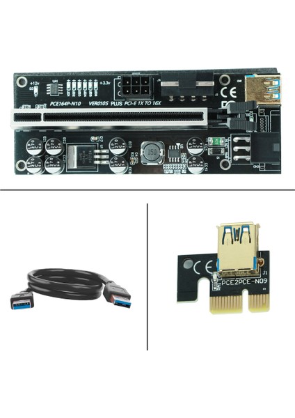 VER010S-PLUS Pcı-E Yükseltici Kart 1x Ila 16X Pcı Genişletici Sata 6pin Güç Ekspres Adaptör Kablosu Usb3.0,1 Adet (Yurt Dışından)