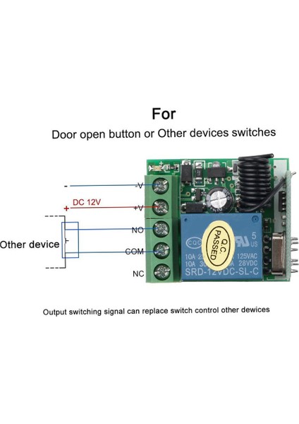 Dc 12 V 1ch Rf Röle Alıcı 433 Mhz Evrensel Kablosuz Uzaktan Kumanda Anahtarı 433 Mhz Verici Düğme Modülü Dıy Kiti (Yurt Dışından)
