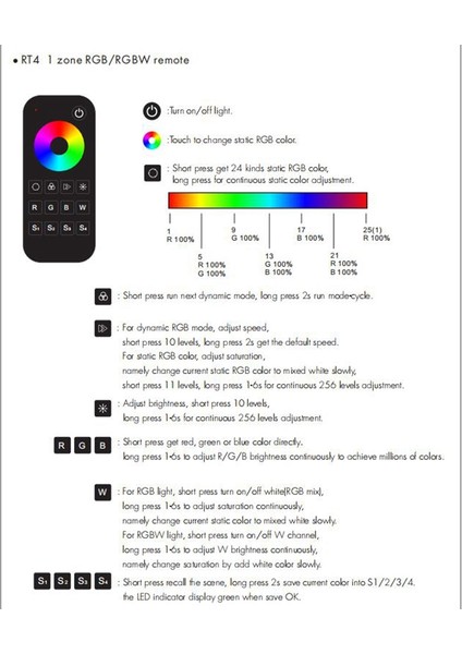 Rt4 Basın Rgb/rgbw Şerit Uzaktan Kumanda 2.4g Kablosuz 3ch LED Işık Lamba Kontrol Cihazı (Yurt Dışından)