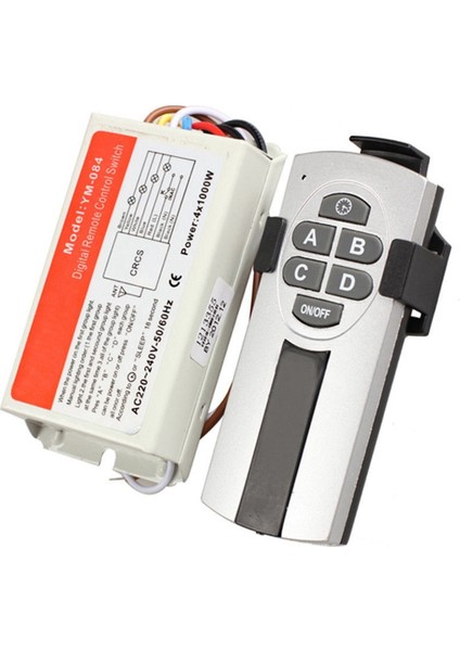 Yam Dijital Kablosuz Duvar Anahtarı Ayırıcı Kutusu + Uzaktan Kumanda 4 Bağlantı Noktalı Işık Lambası (Yurt Dışından)