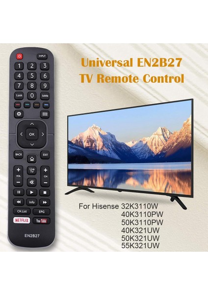 EN2B27 Hisense LCD Tv Için Uzaktan Kumanda 32K3110W 40K3110PW 50K3110PW Yedek Uzaktan Kumanda Siyah (Ingilizce Sürüm) (Yurt Dışından) fiyatları