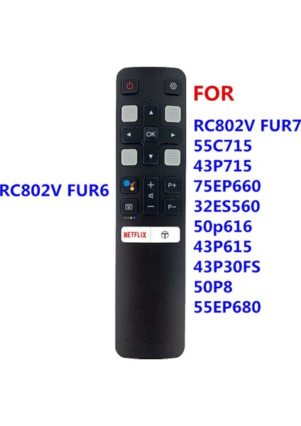 RC802V Fur6 Google Asistan Sesli Uzaktan Kumanda Tcl Tv Için 40S6800 49S6500 55EP680 RC802V Fmr1'i Değiştirin (Yurt Dışından)