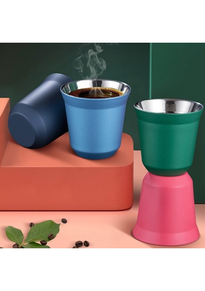80 ml Çift Duvar Paslanmaz Çelik Espresso Fincan Yalıtım Nespresso Pixie Kahve Fincanı Kapsül Şekli Kahve Kupaları, D (Yurt Dışından)