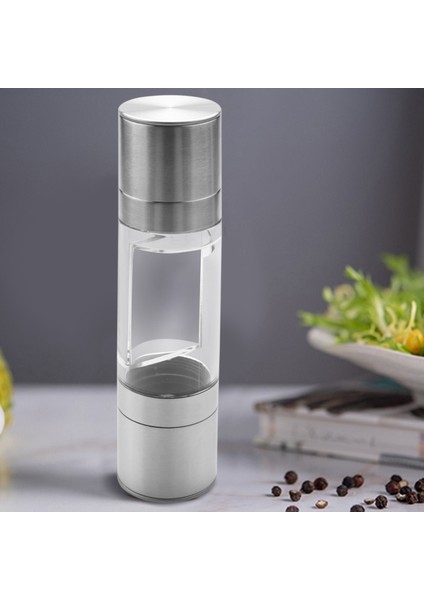 Paslanmaz Çelik Tuz ve Karabiber Öğütücü 2'si 1 Arada Manuel Tuz ve Karabiber Değirmeni Çalkalayıcılar, Çift Ayarlanabilir Kalınlık ve Şeffaf Akrilik Gövde ile Doldurulabilir (Yurt Dışından) fiyatları