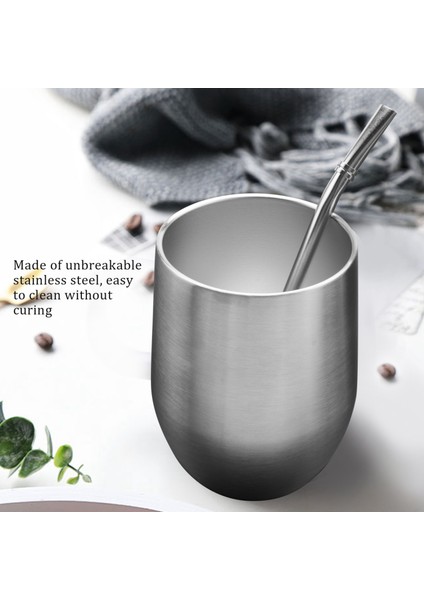 Çift Duvar Paslanmaz Yerba Kabak Mate Çay Seti Su Mate Çay Kapaklı Bardak Kaşık Saman Bombilla Kafa Filtre Fırçası, Gümüş (Yurt Dışından) fiyatları