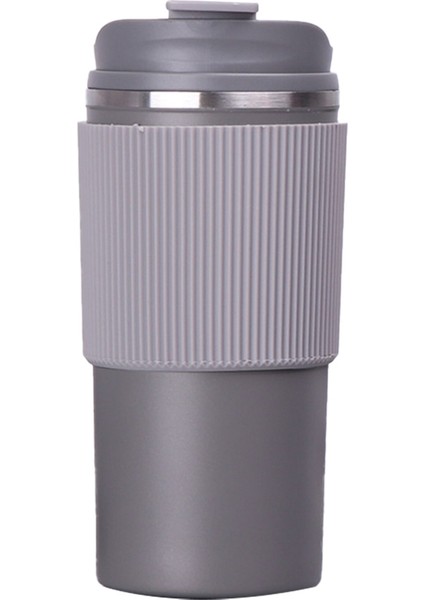 Kahve Fincanı Çift Duvar Isıya Dayanıklı Silikon Kavrama Seyahat Kupa, Sızdırmaz Kapaklı Çevre Dostu Taşınabilir Bardaklar Gri (Yurt Dışından)